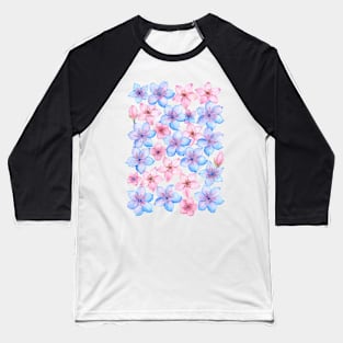 Cherry Blossoms Watercolor Pattern Baseball T-Shirt